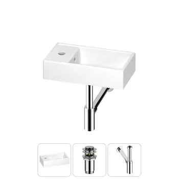 Раковина Wellsee WC Area 202010491 40х22 с донным клапаном и сифоном (цвет набора хром)