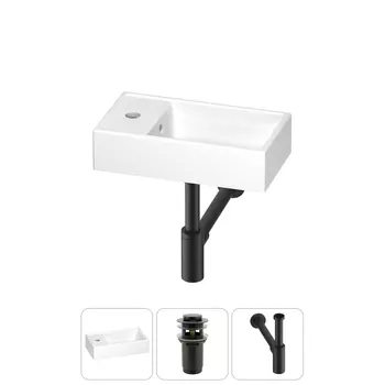 Раковина Wellsee WC Area 202010492 40х22 с донным клапаном и сифоном (цвет набора матовый черный)