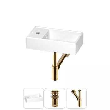 Раковина Wellsee WC Area 202010493 40х22 с донным клапаном и сифоном (цвет набора золото)