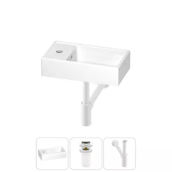 Раковина Wellsee WC Area 202010494 40х22 с донным клапаном и сифоном (цвет набора матовый белый)