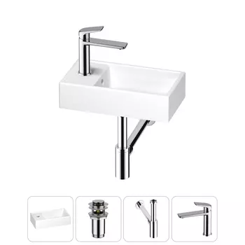 Раковина Wellsee WC Area 202010495 40х22 с донным клапаном, сифоном и смесителем (цвет набора хром)