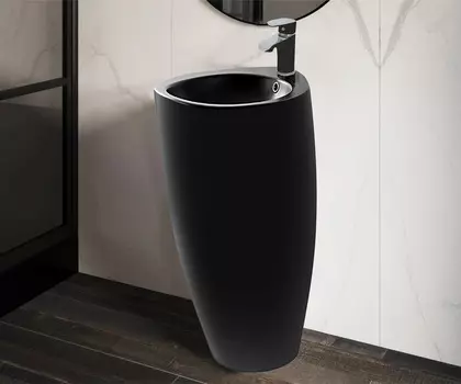 Раковина WeltWasser SK LEERBACH 3838 MT-BL напольная 38x38x83 см, черная матовая