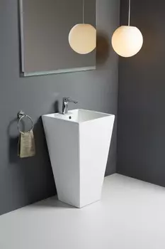 Раковина WeltWasser WW LEERBACH 4847 GL-WT напольная 48х47х83 см, белая глянцевая