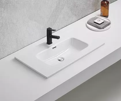 Мебельная раковина Gid 9080s встраиваемая сверху 81х46,5 белая