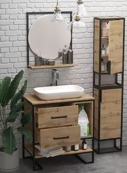 Шкаф-пенал 1MarKa Grunge Loft 35Н/П 1д дуб вотан Ц0000007988