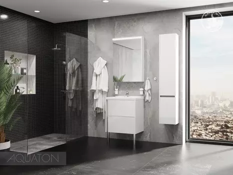 Шкаф-пенал Aquaton Стоун R, подвесной, белый глянец