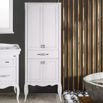 Шкаф-пенал ASB-Woodline Модерн 60 белый (патина серебро)