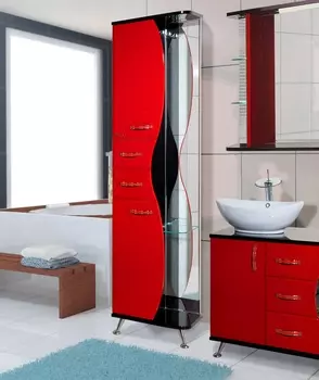 Шкаф-пенал Bellezza Рио 50 L красный с черным