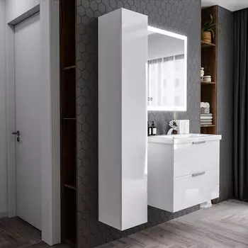 Шкаф-пенал Бриклаер Хелена высокий белый глянец