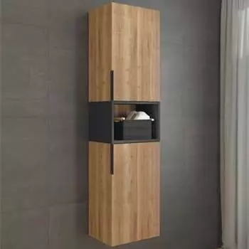 Шкаф-пенал Comforty Штутгарт дуб тёмно-коричневый