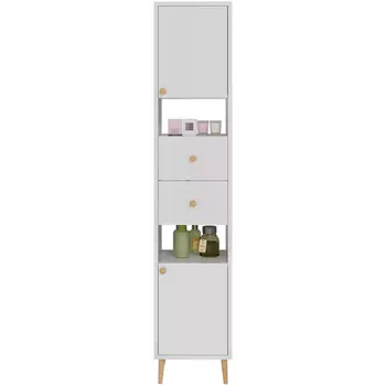 Шкаф-пенал Dreja Luno 35 напольный, 2 дверцы, 2 ящика, белый глянец