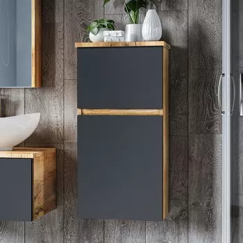 Шкаф-пенал Misty Ива 40 подвесной, графит/каштан