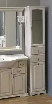 Шкаф-пенал Opadiris Риспекто 40 с бельевой корзиной, слоновая кость, правый