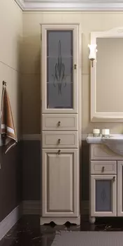 Шкаф-пенал Opadiris Тибет 40 L слоновая кость, с бельевой корзиной