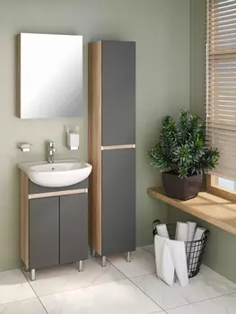 Шкаф-пенал Runo Лада 30 дуб/ графит