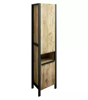 Шкаф-пенал Sanflor Гард/2 напольный, дуб крафт золотой, черный