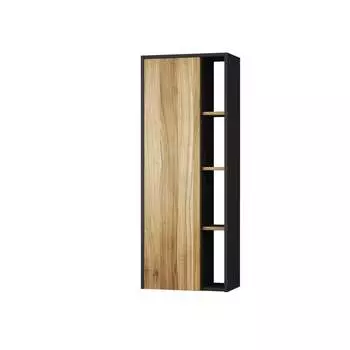 Шкаф-пенал Uncoria Тронто 50 подвесной, черный матовый/орех лион