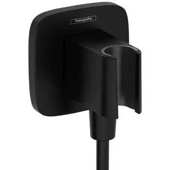 Шланговое подключение Hansgrohe Fixfit Q 26887670 с держателем для душа черное матовое