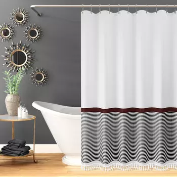 Штора для ванной Carnation Home Fashions Stripe White/Black 183х213