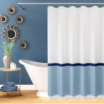 Штора для ванной Carnation Home Fashions Stripe White/Blue 183х213