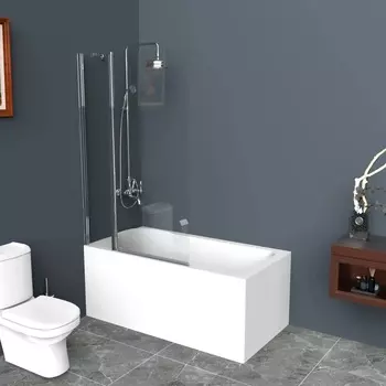 Шторка на ванну BelBagno Uno V-11 80x150 профиль хром, стекло прозрачное