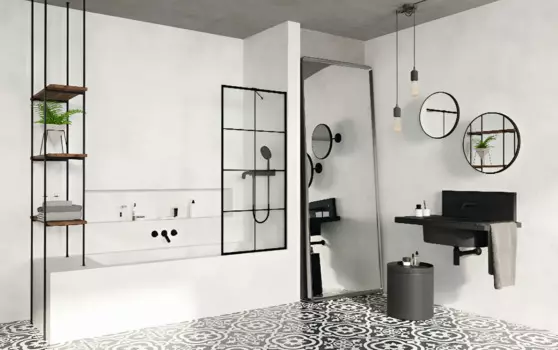 Шторка на ванну Ceruttispa Muza F80 80х140 см, профиль черный, стекло прозрачное