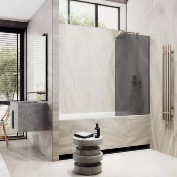 Шторка на ванну Maybah Glass MGV-153-2у 74х140 см, профиль бронза, стекло графит матовый