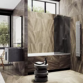 Шторка на ванну Maybah Glass MGV-153-5у 74х140 см, профиль хром матовый, стекло графит матовый