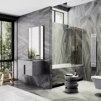 Шторка на ванну Maybah Glass MGV-250-1ш 30х140 см, профиль белый, стекло бронза