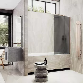 Шторка на ванну Maybah Glass MGV-251-2ш 30х140 см, профиль бронза, стекло графит матовый