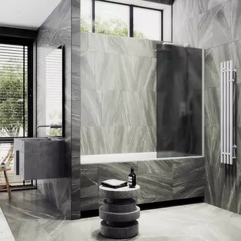 Шторка на ванну Maybah Glass MGV-251-1ш 30х140 см, профиль белый, стекло графит матовый