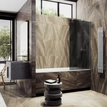 Шторка на ванну Maybah Glass MGV-251-5ш 30х140 см, профиль хром матовый, стекло графит матовый