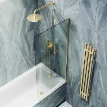 Шторка на ванну Maybah Glass MGV-253-3ш 30х140 см, профиль золото, стекло сатин