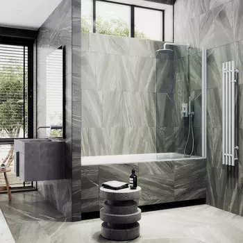 Шторка на ванну Maybah Glass MGV-596-1 40х140 см, профиль белый, стекло бесцветное