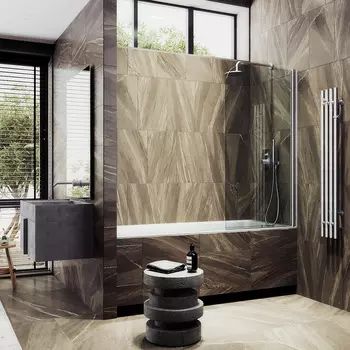 Шторка на ванну Maybah Glass MGV-596-5 40х140 см, профиль хром матовый, стекло прозрачное