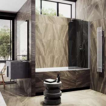 Шторка на ванну Maybah Glass MGV-603-5 40х140 см, профиль хром матовый, стекло графит