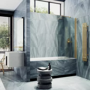 Шторка на ванну Maybah Glass MGV-605-3 40х140 см, профиль золото, стекло сатин