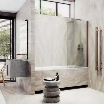 Шторка на ванну Maybah Glass MGV-605-2 40х140 см, профиль бронза, стекло сатин