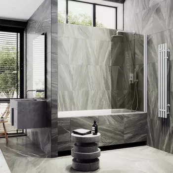 Шторка на ванну Maybah Glass MGV-606-1 50х140 см, профиль белый, стекло бронза