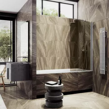 Шторка на ванну Maybah Glass MGV-611-5 60х140 см, профиль хром матовый, стекло бронза