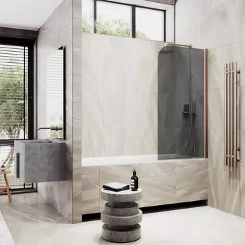 Шторка на ванну Maybah Glass MGV-613-2 60х140 см, профиль бронза, стекло графит