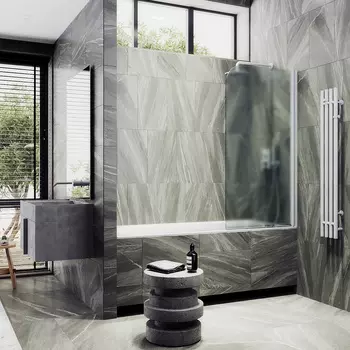 Шторка на ванну Maybah Glass MGV-615-1 60х140 см, профиль белый, стекло сатин