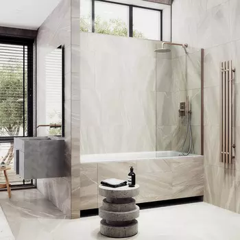 Шторка на ванну Maybah Glass MGV-61-2ш 50х140 см, профиль бронза, стекло прозрачное