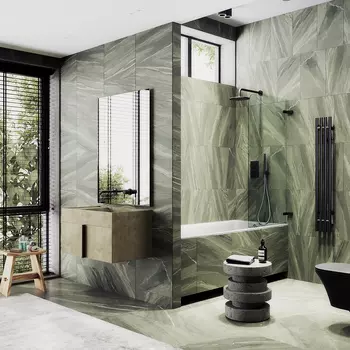 Шторка на ванну Maybah Glass MGV-644-6 40,5х140 см, профиль черный, стекло прозрачное