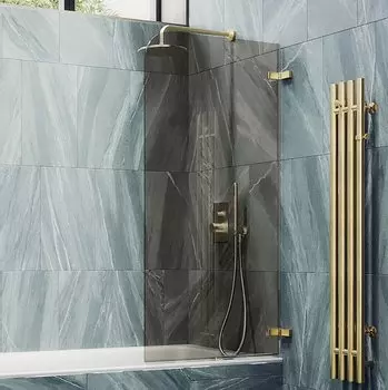 Шторка на ванну Maybah Glass MGV-646-3 40,5х140 см, профиль золото, стекло бронза