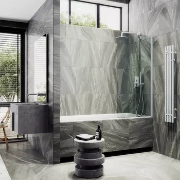 Шторка на ванну Maybah Glass MGV-64-1ш 80х140 см, профиль белый, стекло прозрачное