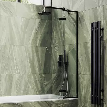 Шторка на ванну Maybah Glass MGV-656-6 69х140 см, профиль черный, стекло прозрачное