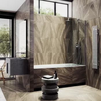 Шторка на ванну Maybah Glass MGV-65-5ш 90х140 см, профиль хром матовый, стекло прозрачное