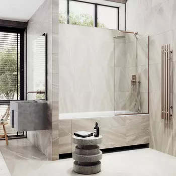 Шторка на ванну Maybah Glass MGV-65-2у 90х140 см, профиль бронза, стекло прозрачное