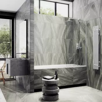 Шторка на ванну Maybah Glass MGV-65-1у 90х140 см, профиль белый, стекло прозрачное